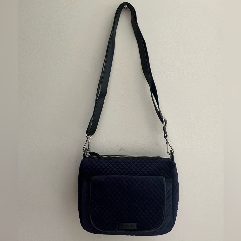 Vera Bradley suede navy blue crossbody bag